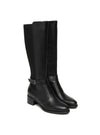 Bota alta elástico piel negro