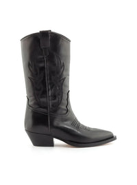 Bota cowboy 3/4 bordados piel negro