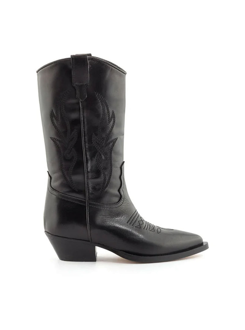 Bota cowboy 3/4 bordados piel negro