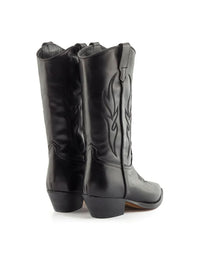 Bota cowboy 3/4 bordados piel negro