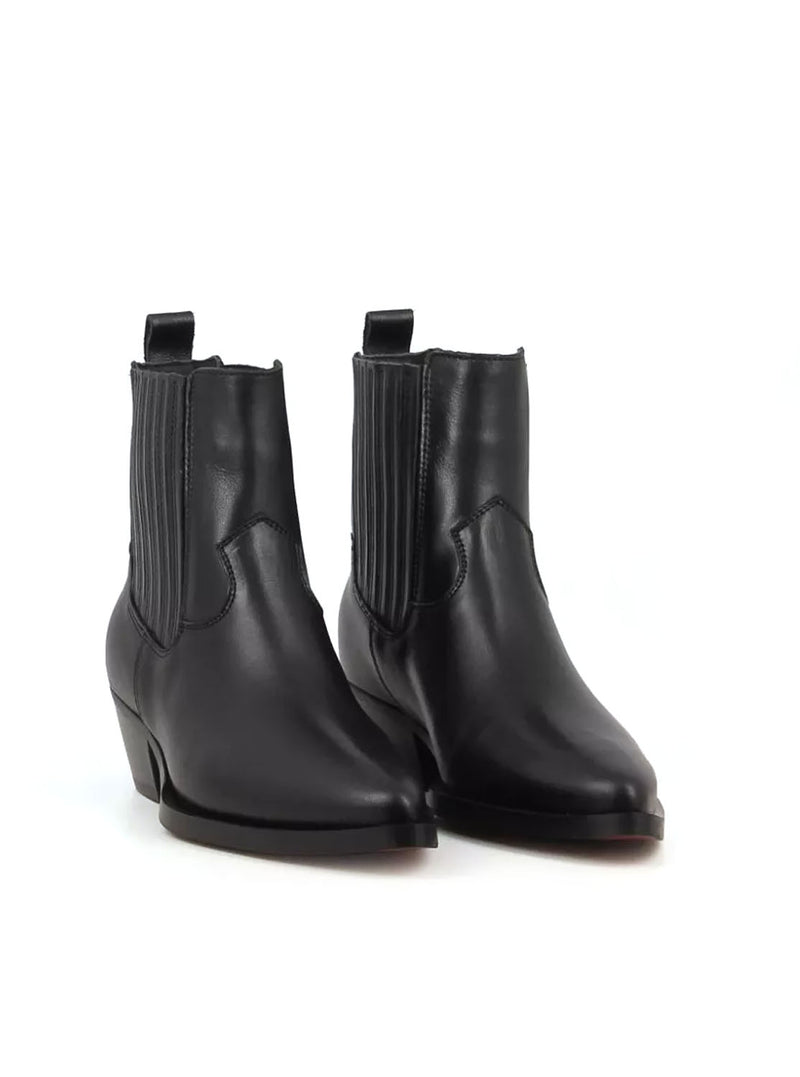 Botín cowboy elásticos piel negro