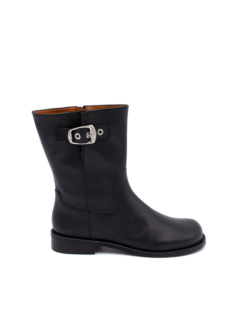 Bota 3/4 hebilla piel negro