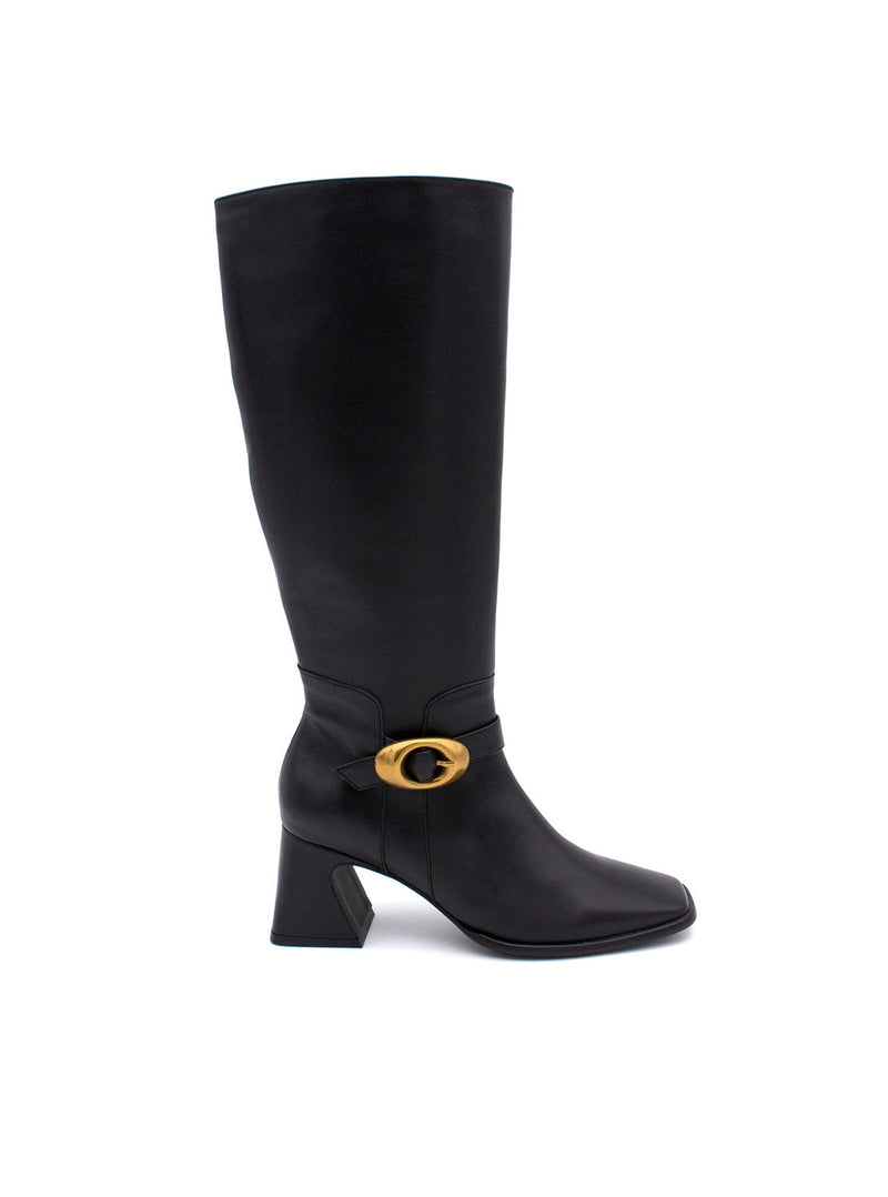 Bota hebilla piel negro