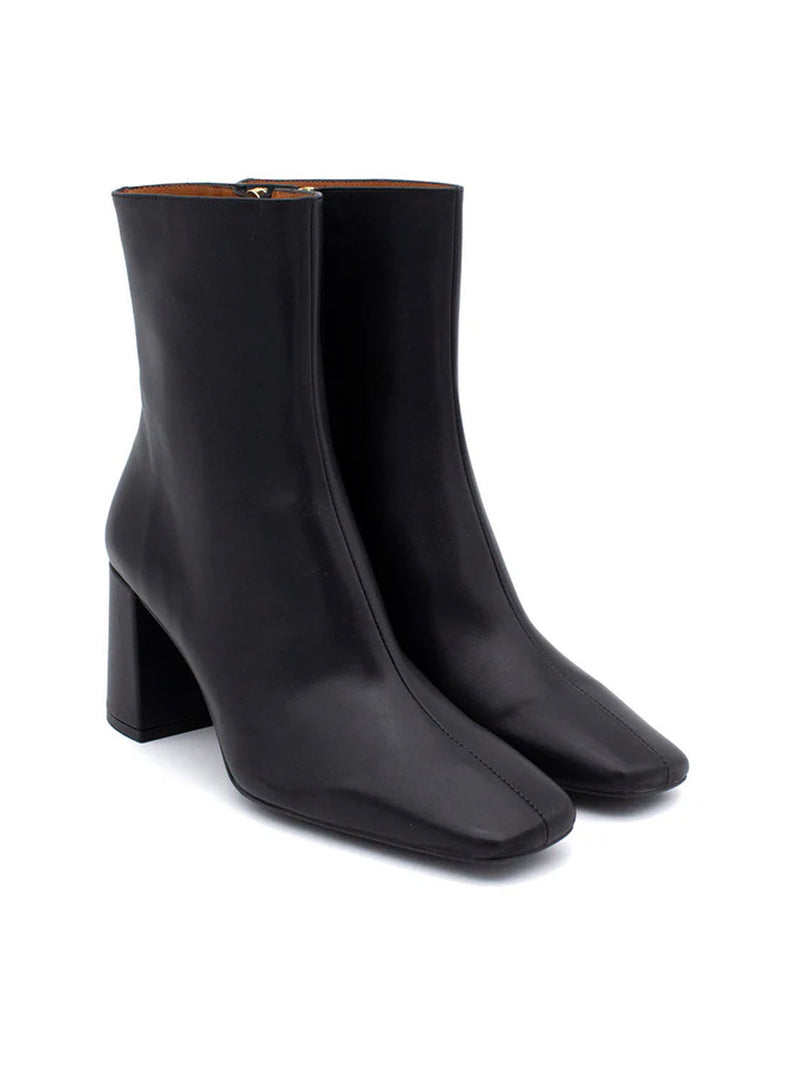 Botín retro tacón piel negro