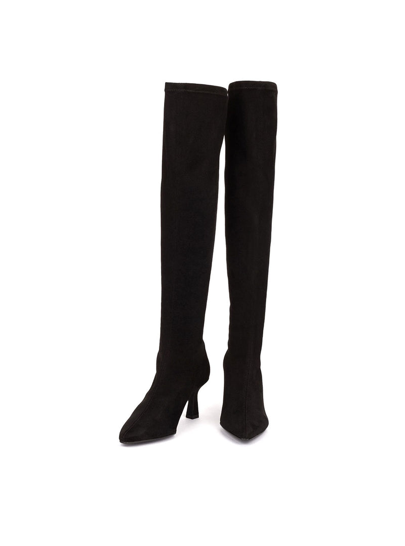 Bota alta "CODO" tejido elástico negro