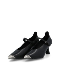 Salón tacón puntera piel negro