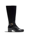 Bota alta hebilla piel negro