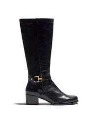 Bota alta hebilla piel negro