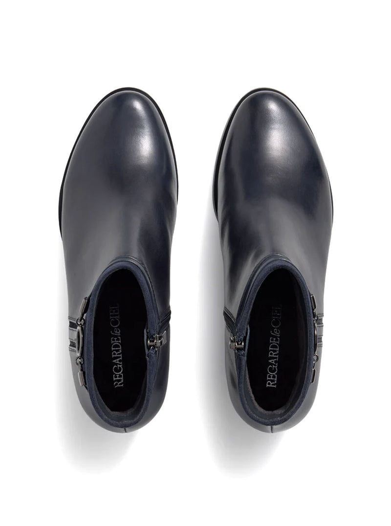 Botín anilla piel azul marino