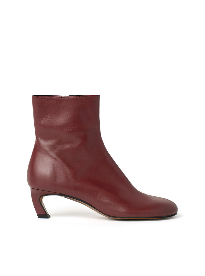 Botín basic piel tacón burdeos