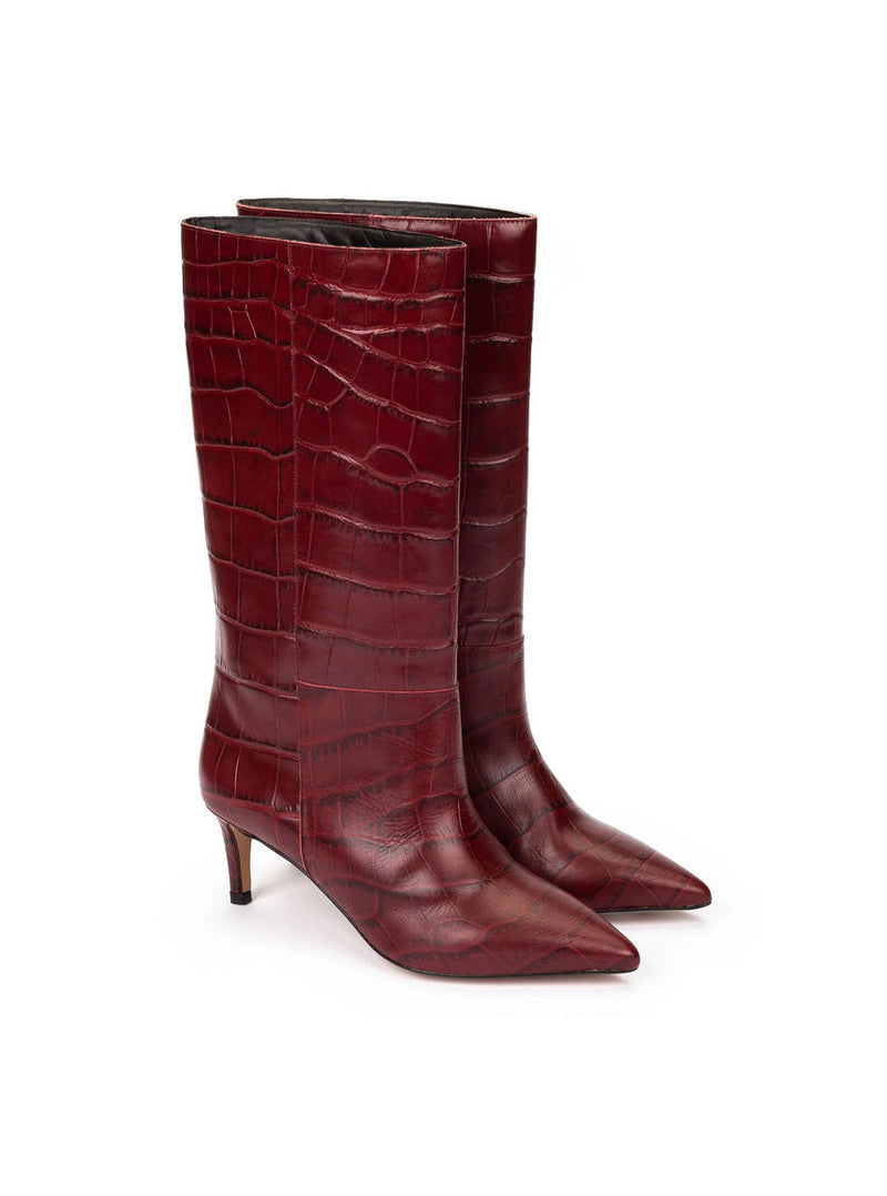 Bota "GASTONI" piel grabado coco burdeos