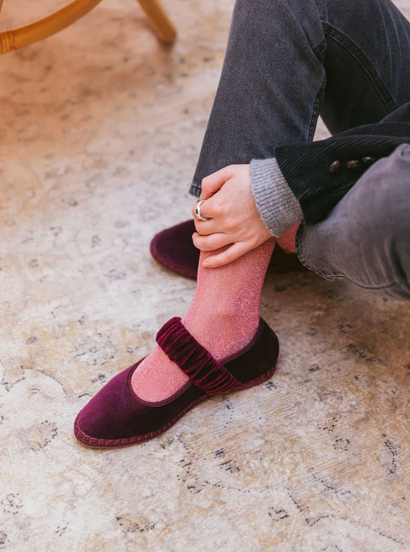 Bailarina "MAFALDA" velvet burdeos