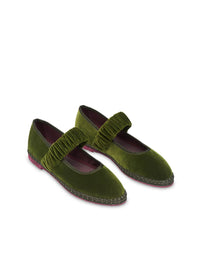 Bailarina "MAFALDA" velvet verde oliva