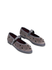 Bailarina "MAE" tachas velvet gris