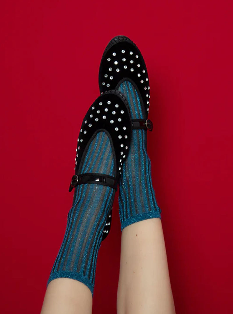 Bailarina "MAE" velvet cristales negro