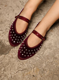 Bailarina "MAE" velvet cristales burdeos"